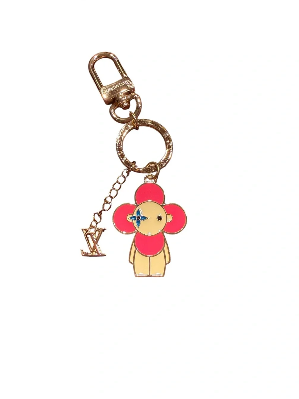 Louis Vuitton Gold, Pink and Cream Flower Vivi Keychain - Picture 1 of 5